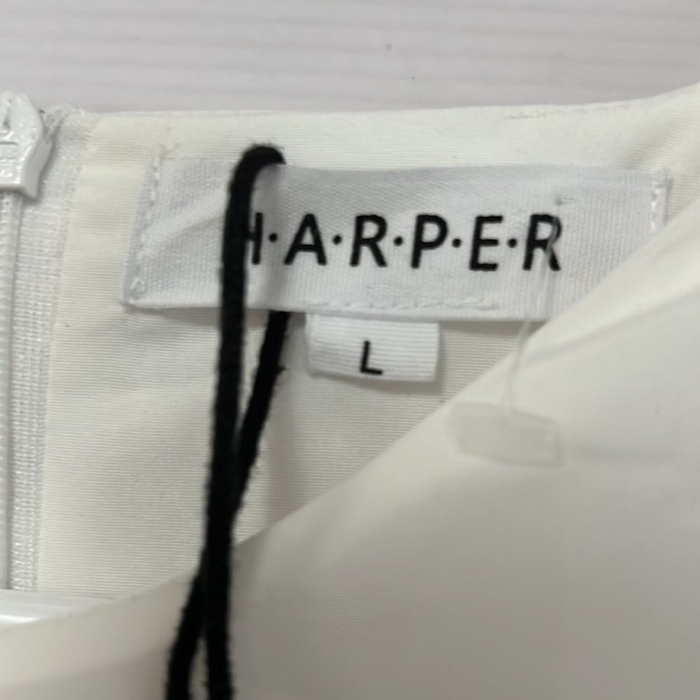 NWT HARPER TIERED WHITE V NECK DRESS SIZE L - Picture 5 of 10